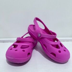 Crocs Girl’s Pink Shayna Mary Jane Slip On Sandals Slip‎ on Shoes Size 10